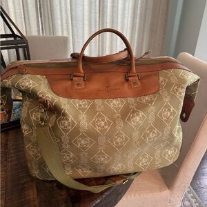 Brown and Green Travel Bag